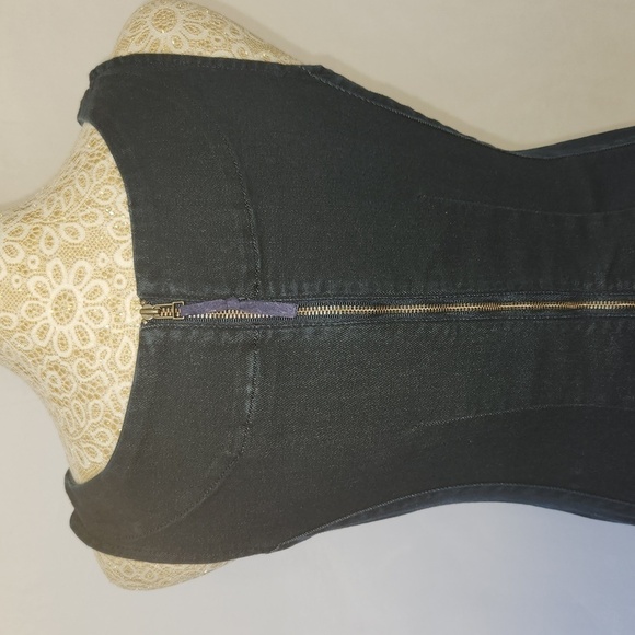 Anthropologie Holding Horses Blue Denim Tie Front Zip Back Sleeveless Dress XXS - Picture 9 of 15